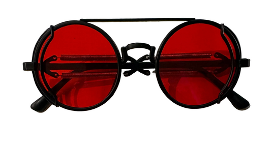 Red round steampunk sunglasses