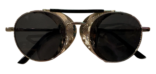 Black and Gold round steampunk sunglasses