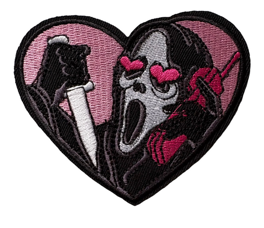 Scream pink love heart patch