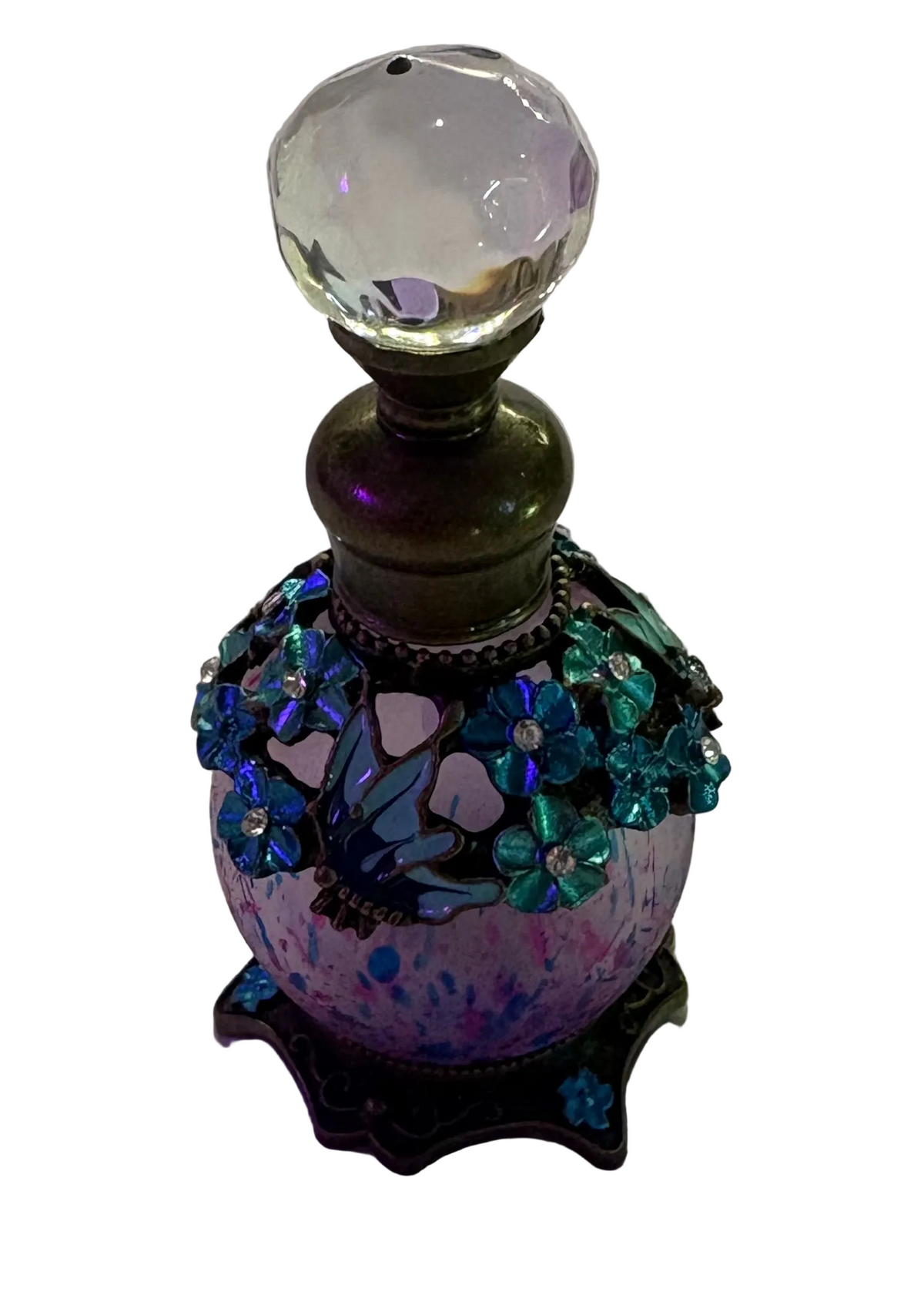 Blue clear crystal vintage bottle