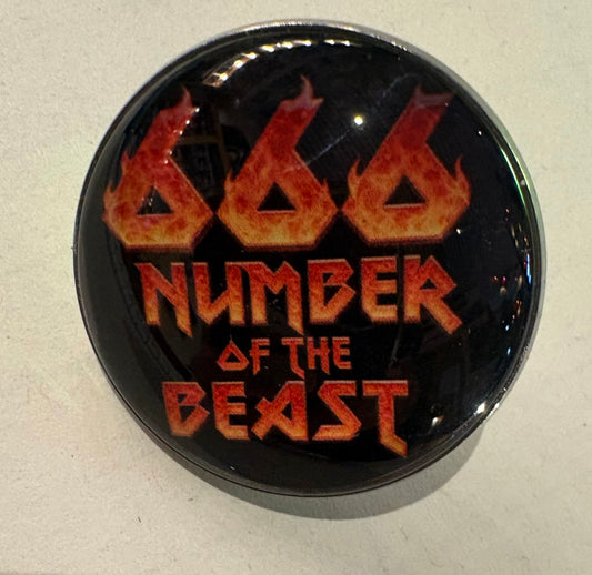 666 number of the beast pin badge
