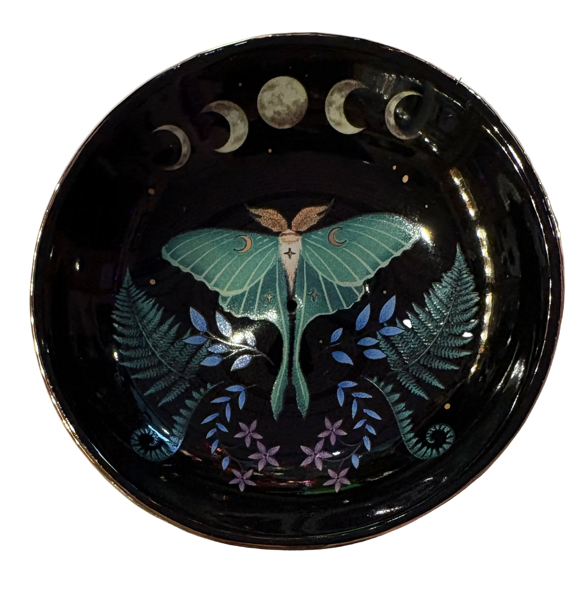Luna Moth ceramic incense plate