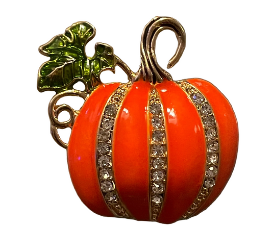 Glittering pumpkin brooch