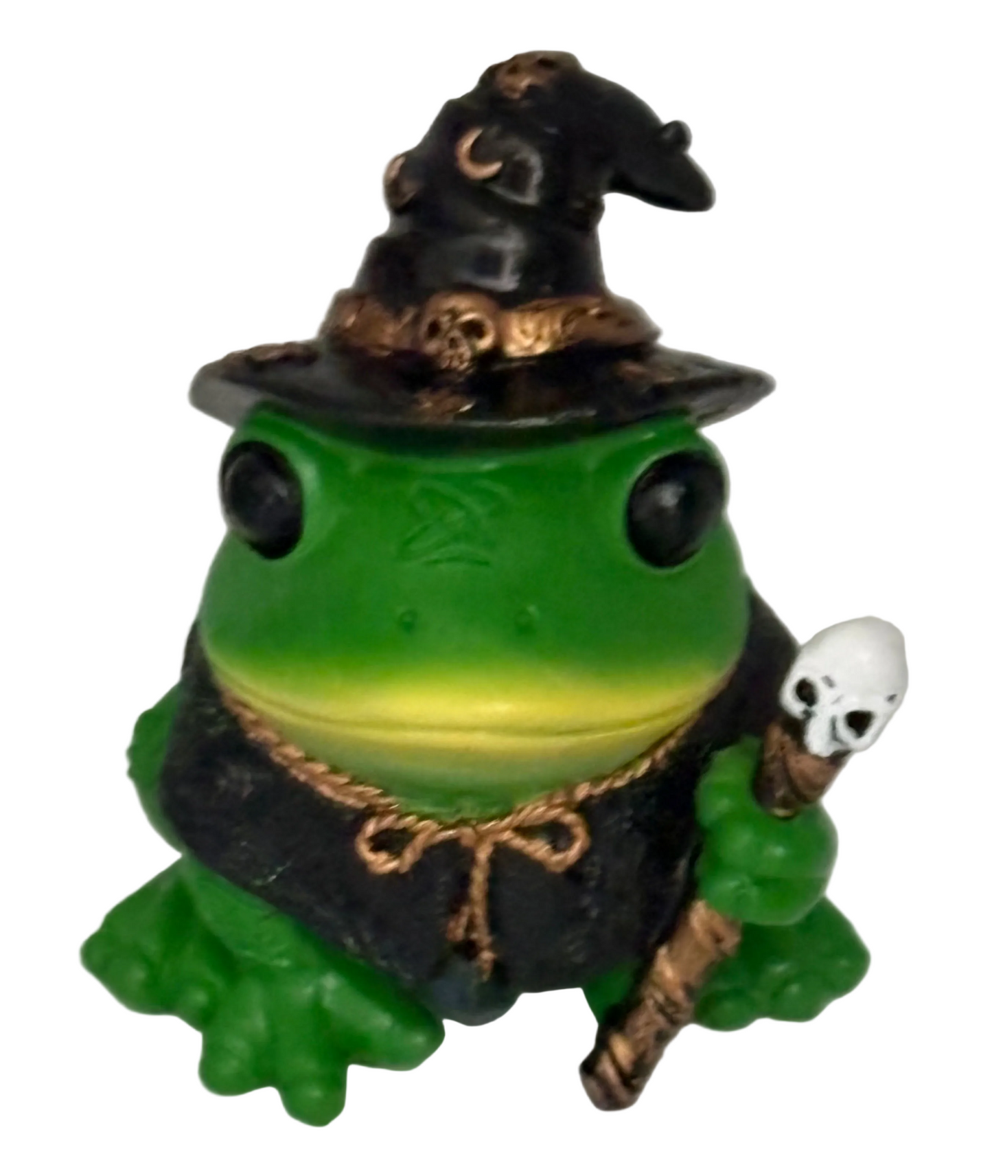 Wizard green frog figurine