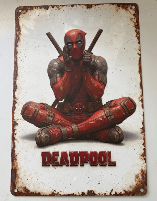 Deadpool sitting down sign