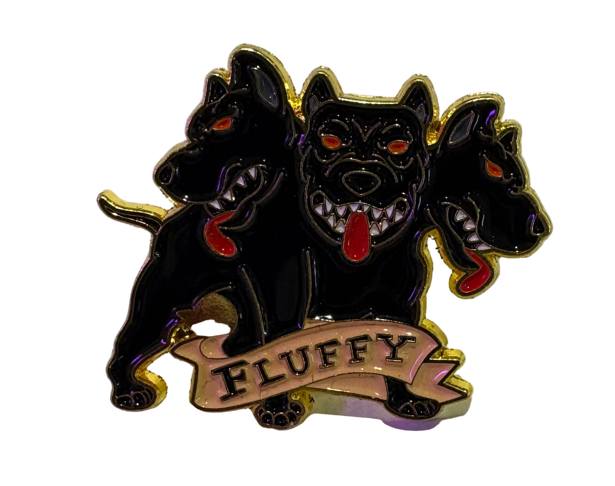 Fluffy ( 3 headed dog) pin badge