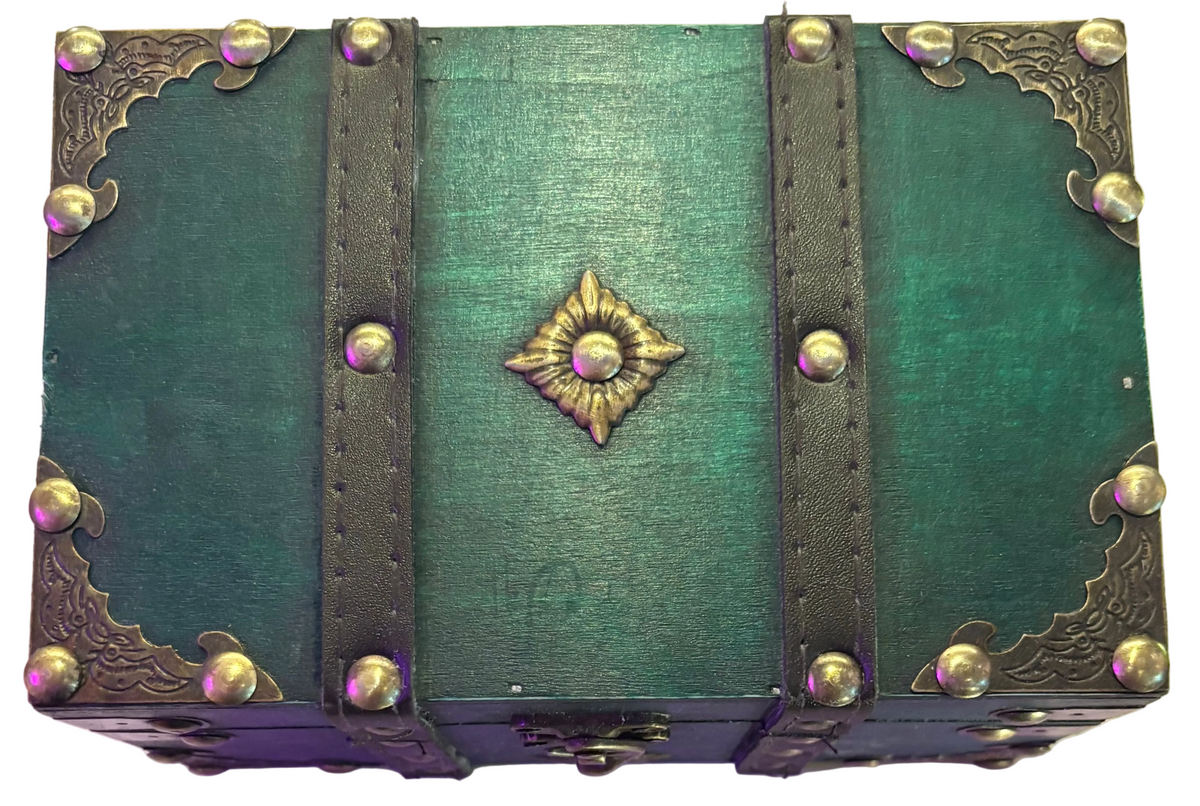 Green wooden storage box