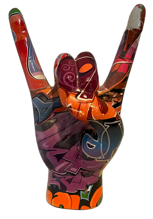 Colourful metal horns figurine