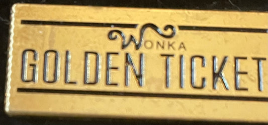 Wonka golden ticket pin badge