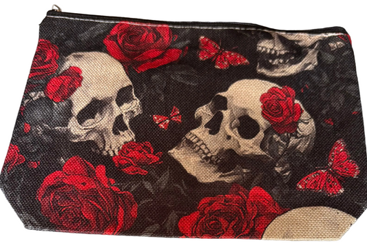 Skulls and roses make up bag