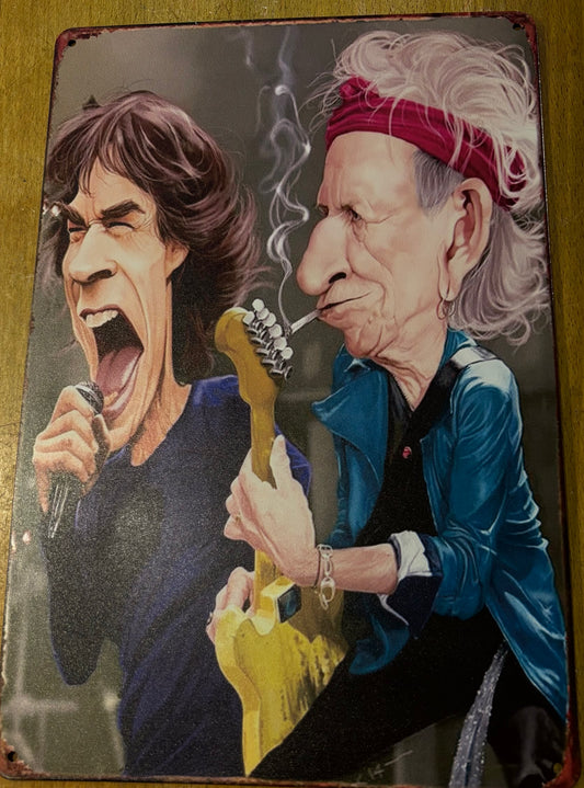 Rolling Stones Mick and Keith caricature sign