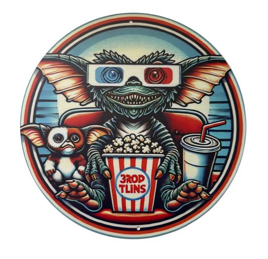Gremlins Gremlin and Gizmo round sign