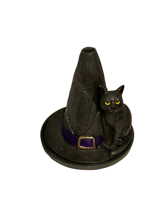 Witches hat with cat incense burner