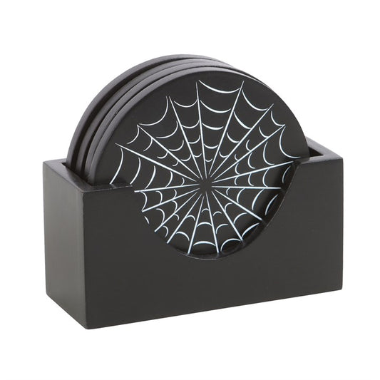 Black Spider Web Coaster Set
